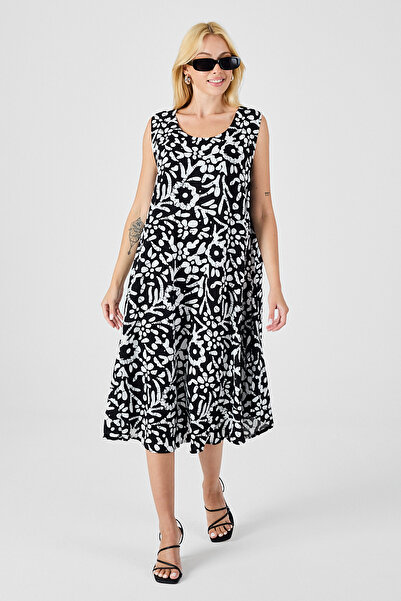 Trend Alaçatı Stili Women's Black-White U-Neck Sleeveless Skirt Asymmetrical ...