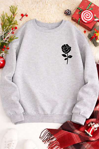 Pink Sky Unisex Oversize Βαμβακερό Φούτερ με στάμπα1 Gül