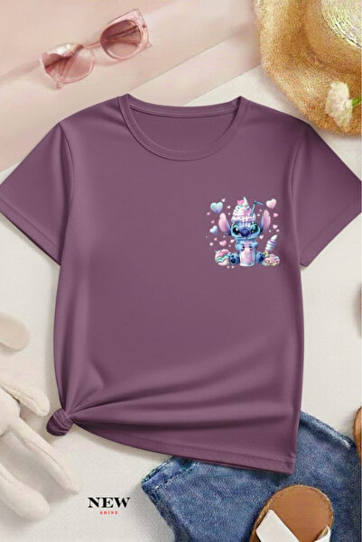 New Shine تي شيرت مطبوع عليه ستيتش للأطفال من الجنسين