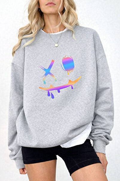 Pink Sky Swea tricou 1 Smile, unisex, supradimensionat, din bumbac, imprimat