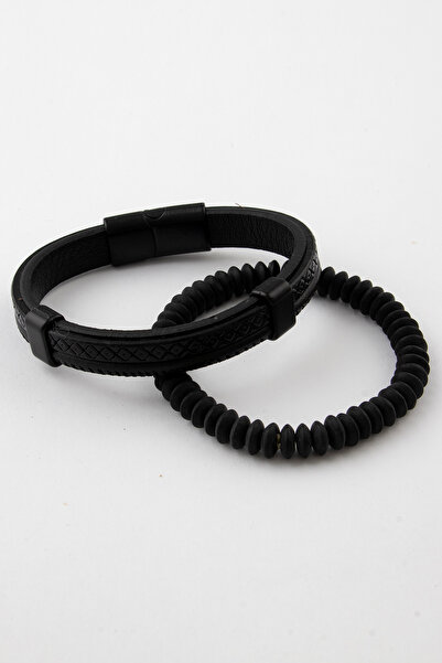 Sortie Aksesuar Genuine Leather and Natural Stone Gift Men's Bracelet Combina...