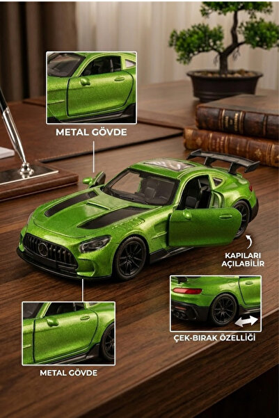 craftivio Mercedes-Benz AMG GT R Çek Bırak Metal Model Araba (12 cm) - Kapıla...