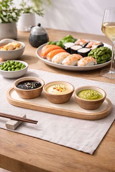 NEWNOW Mango Wood Enamel Coated 3-Piece Bowl Set – Appetizer & Breakfast Serv...