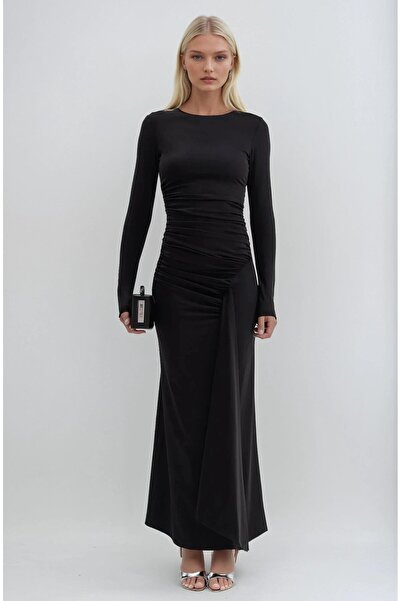 Lijuri Rochie lungă material elastic cu detaliu de strângere și închidere 2999