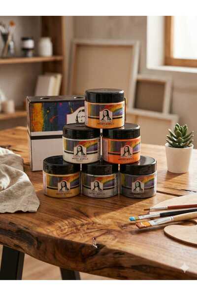 AYZTOYS KIRTASİYE MONALİSA ARTİST AKRİLİK BOYA 125ML 6 ADET 1+ADET FIRÇA HEDİ...