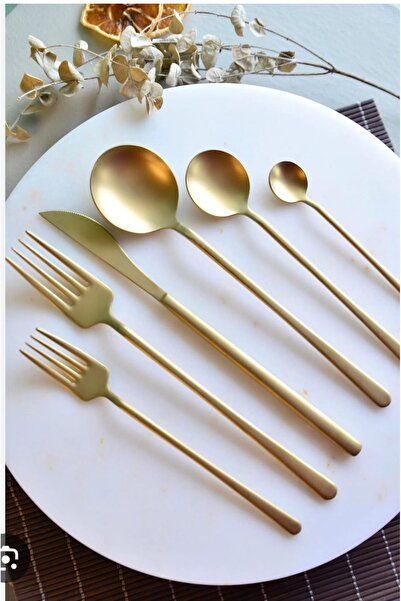 LeesHome Mat Gold 6 Person 36 Piece Boxed Cutlery Set 18/10 Items