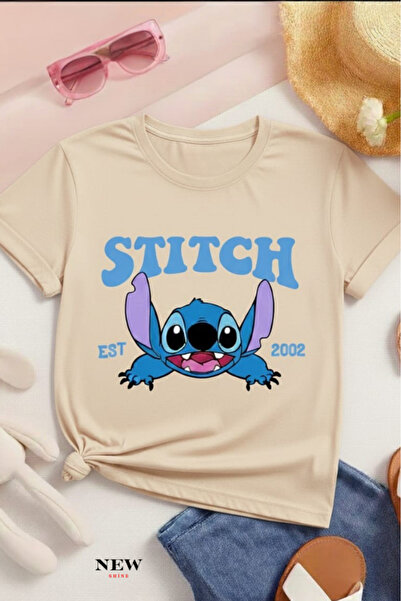 New Shine تي شيرت مطبوع عليه ستيتش للأطفال من الجنسين