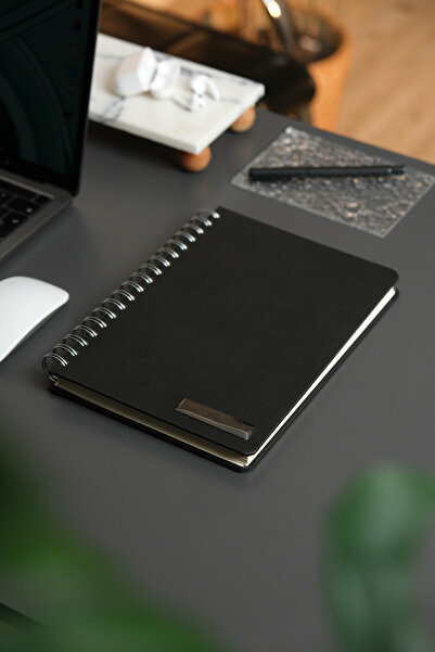 locko Kişiye Özel İsimli Siyah Düz Vegan Deri Spiralli 240 Sayfa Çizgili Not ...