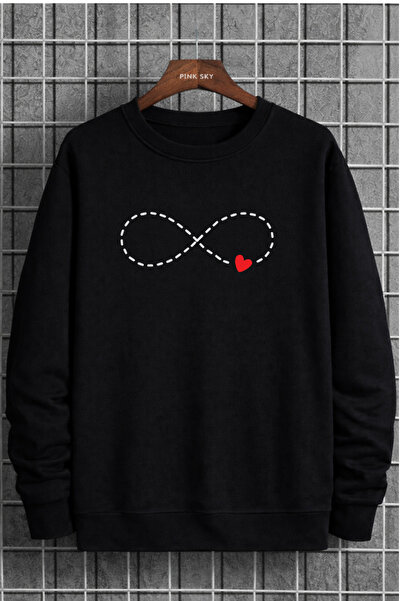 Pink Sky Unisex Oversize Βαμβακερό Φούτερ με Στάμπα 1 ΚΑΡΔΙΑ