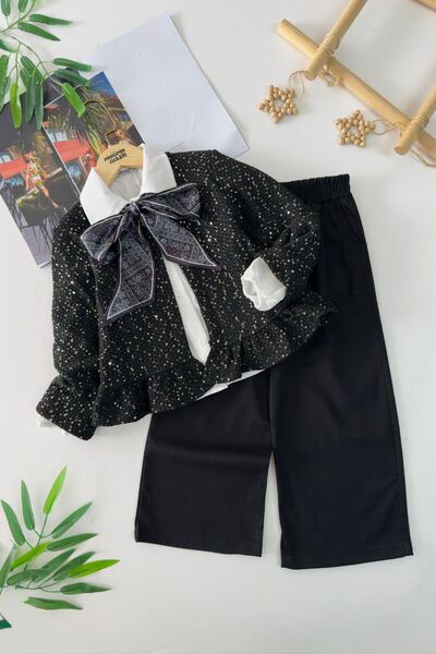 Minigimin Cicileri Set de cămăși din 3 piese pentru fetițe, cu cardigan cu pa...