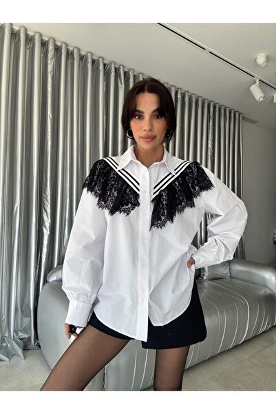 Bak'ap Premium Trend Lace Detailed Poplin Shirt