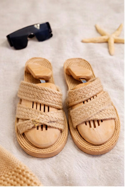NO BRAND Sandale damă tip espadrile, bej natur, stil premium – vară