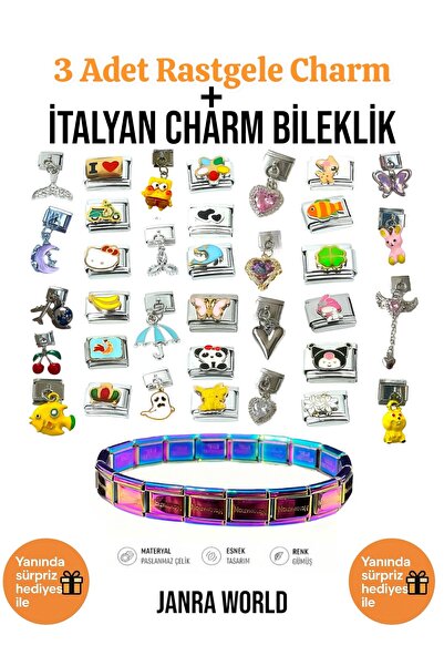 JANRA WORLD 3 قطع من السحر العشوائي + مجموعة أساور السحر الإيطالية |   مع هدي...