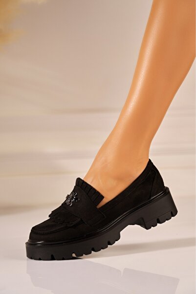 Joana Дамски черни мокасини с велурена визия Nashya2, размер 36