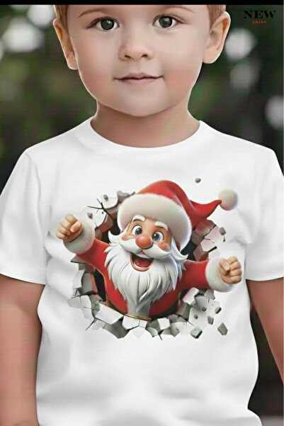 New Shine تي شيرت للأطفال مطبوع عليه سانتا كلوز للجنسين