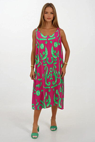 Trend Alaçatı Stili Women's Green Elastic Shoulders Sleeveless Relaxed Cut Pa...