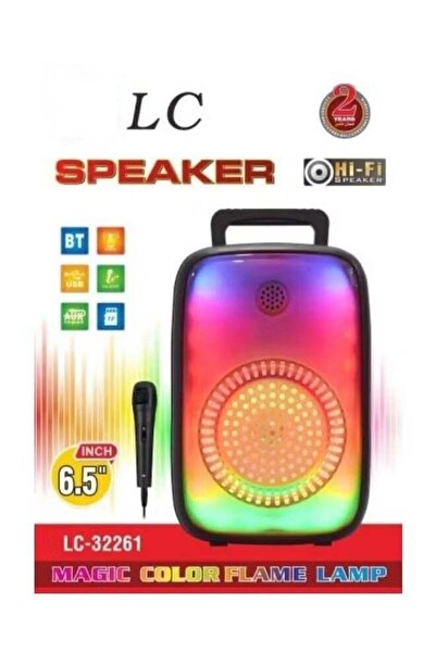 LC Portable Bluetooth Party Speaker 6.5 Inch with LED Lights and Microphone