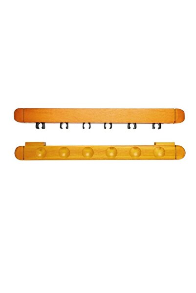 YALLA HomeGym Wall Mount 6 Billiard Pool Cue Stick Holder Rack (Brown)