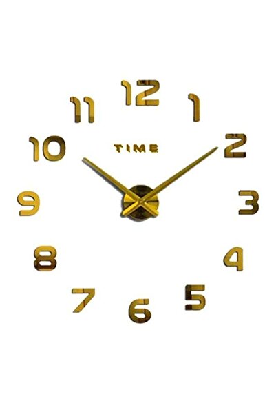 Generic DIY 3D Numeral Wall Clock Gold 80x120cm