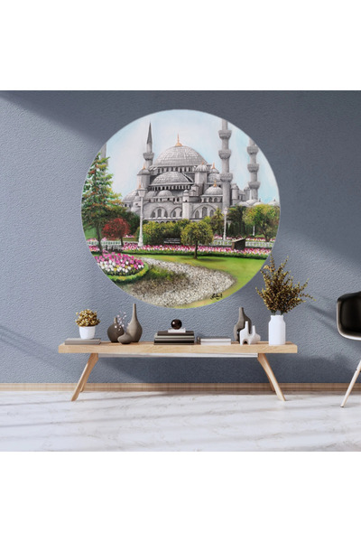 GülayArtStudio Süleymaniye Camii Manzaralı Yuvarlak Yağlı Boya Tablo | 40x40 ...