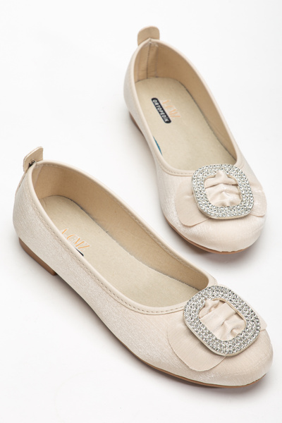 ACMZ SHOES Balerini din satin cu cataramă cu pietre și talpă ortopedică