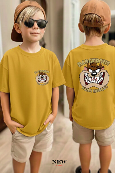 New Shine تي شيرت مطبوع عليه عبارة DANGEROUS للأطفال من الجنسين