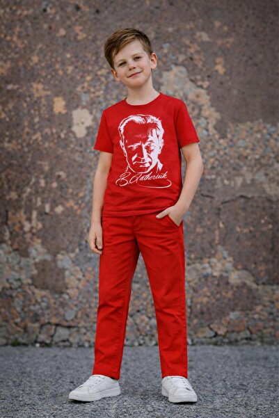 Kuraff Giyim Boys' Special Day April 23 October 29 Short Sleeve Top and Botto...