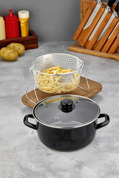 Laviss Emaye Cam Kapaklı Patates Biber Kabak Sosis Patlıcan Kızartma Tenceres...