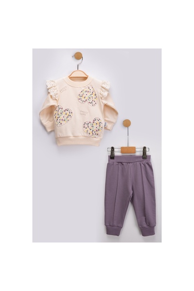 Pofidik Baby 100% Cotton Girls' 2-3-4-5 Years Old Sweet Love 2-Piece Set