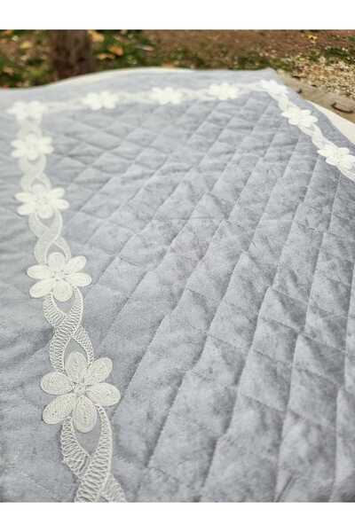 Vijdan Life Dantelli Elyaflı Kadife Seccade | Yumuşak Dokulu, 70x120 cm | Çey...