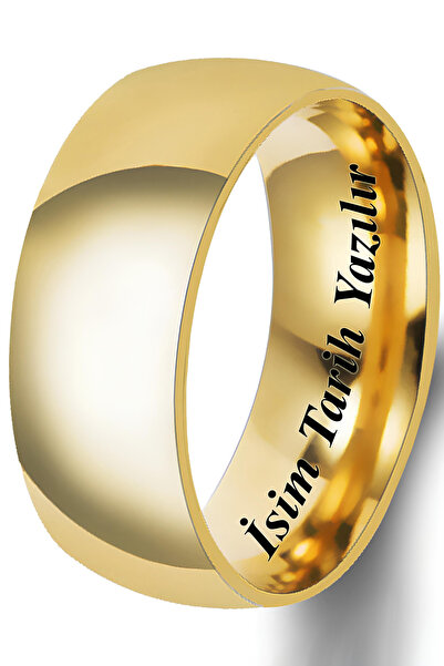 Takı Dükkanı Kişiye Özel İsim Yazılı 8mm Kalın Bombeli Parlak Erkek Kadın Çel...