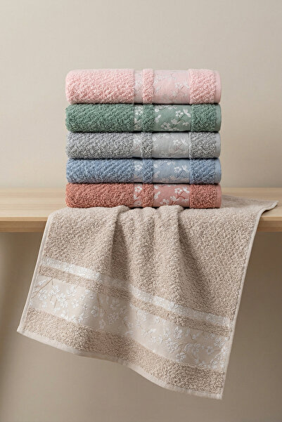 New Cotton Home Sakura 6-Piece Natural Cotton Hand, Face, and Head Towel Set ...