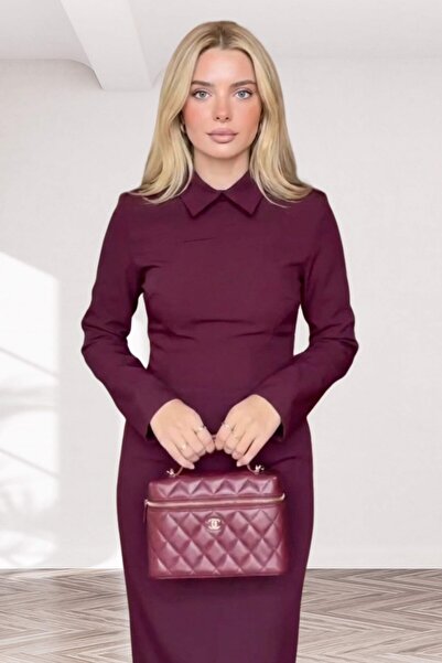 Moda Amore Eleganță atemporală: Rochie modernă tip creion cu guler tip cămașă...