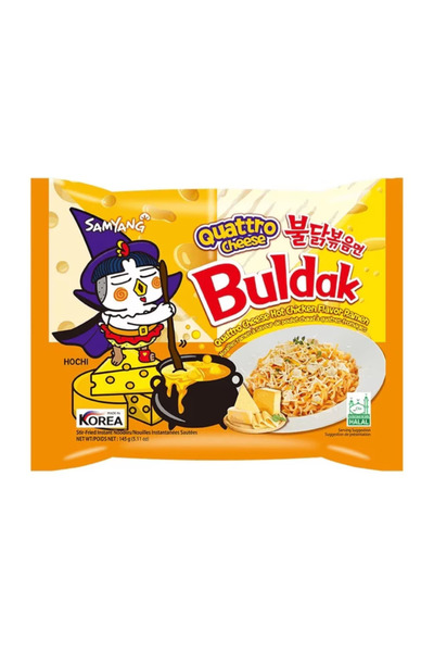 samyang buldak Quattro Cheese Ramen – Fuziunea Supremă Picant-Crem 145 G