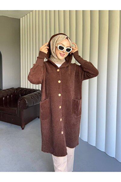 PİNK FLY Angora Pocketed Long Cardigan