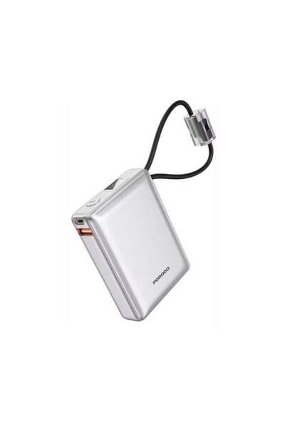 porodo بنك طاقة صغير بسعة 10000 مللي أمبير مع كابل مدمج من النوع C وكابل Ligh...