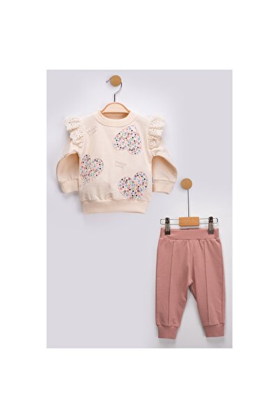 Pofidik Baby 100% Cotton Girls' 2-3-4-5 Years Old Sweet Love 2-Piece Set