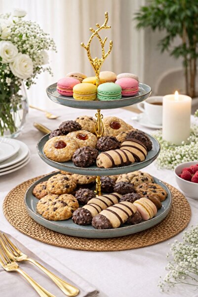 crystalhome 3-Tier Porcelain Cookie & Macaron & Dessert Presentation Serving ...