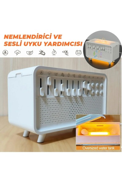 EN SİGA Nemlendirici Ses Kutusu Ve Gece Lambası 8 Ortam Sesi Uyku Kolaylaştır...