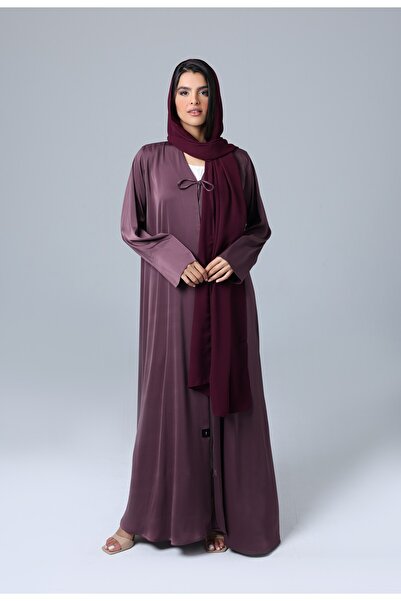 IKKXA عباية مفتوحة من الأمام برباط من القماش اللامع