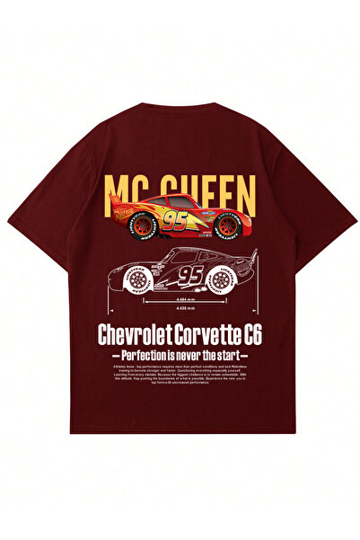 Mad&Calf Unisex Corvette C6 Printed Crew Neck Oversized Tshirt