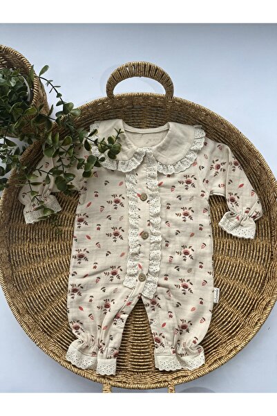 Bebezade Lovmi Baby ÇİÇEK BASKILI DANTEL YAKALI TULUM
