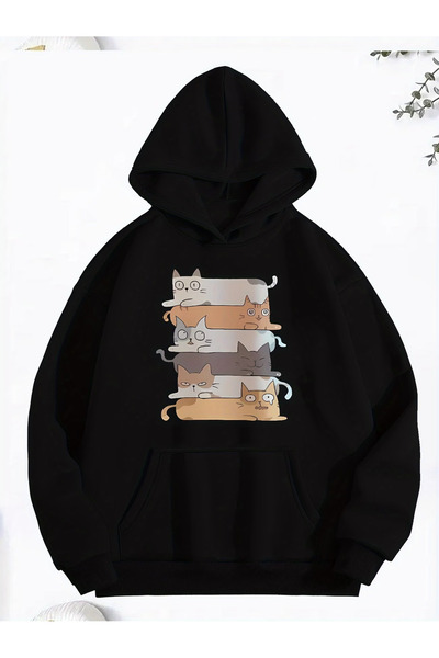 Flow touch Printed women's/men's unisex Oversized Hooded 3-thread gray sweats...