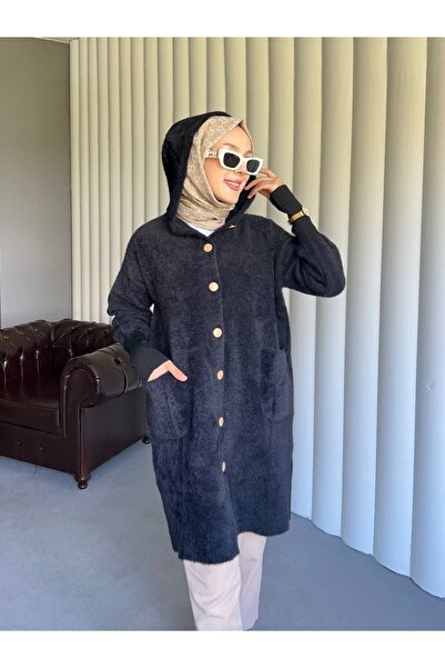 PİNK FLY Angora Pocketed Long Cardigan