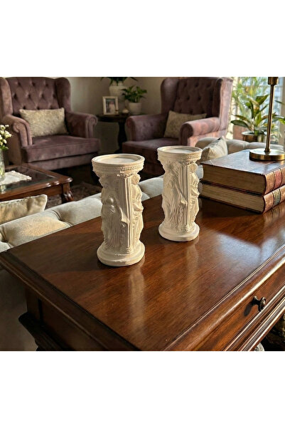 BGV HOME Dekoratif 2'li Sütun Obje Mumluk