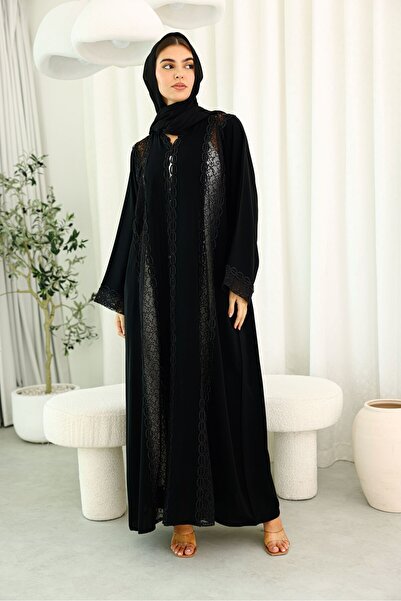 IKKXA عباية أنيقة بتفاصيل الدانتيل