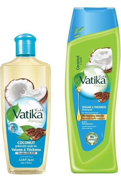 Vatika Naturals Coconut Oil Rich Hair Oil + Shampoo from | Volume and Density...