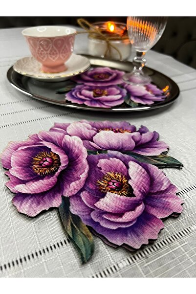 MİNOZA مناديل كوكتيل وتقديم للضيوف بتصميم وردة برية أرجوانية مطبوعة رقميًا من...