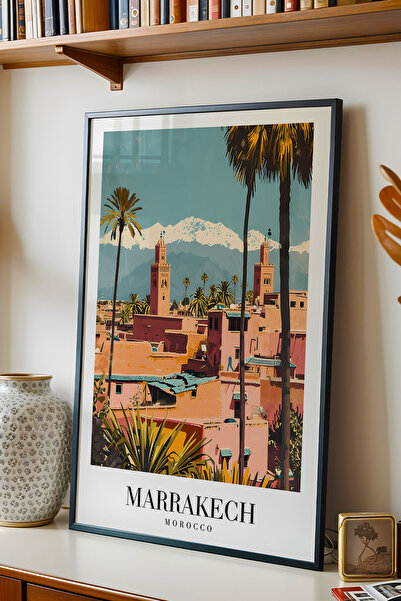 e2nova Marrakech Morocco Vintage Seyahat Posteri Çerçeveli Tablo - Premium At...