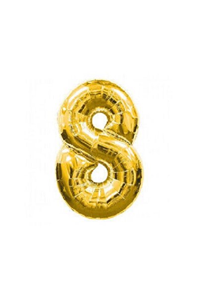 BenimMarifetlerim Number 8 Gold Foil Balloon 34 Inch 86 cm